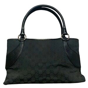 • Gucci logo canvas and leather shoulder bag